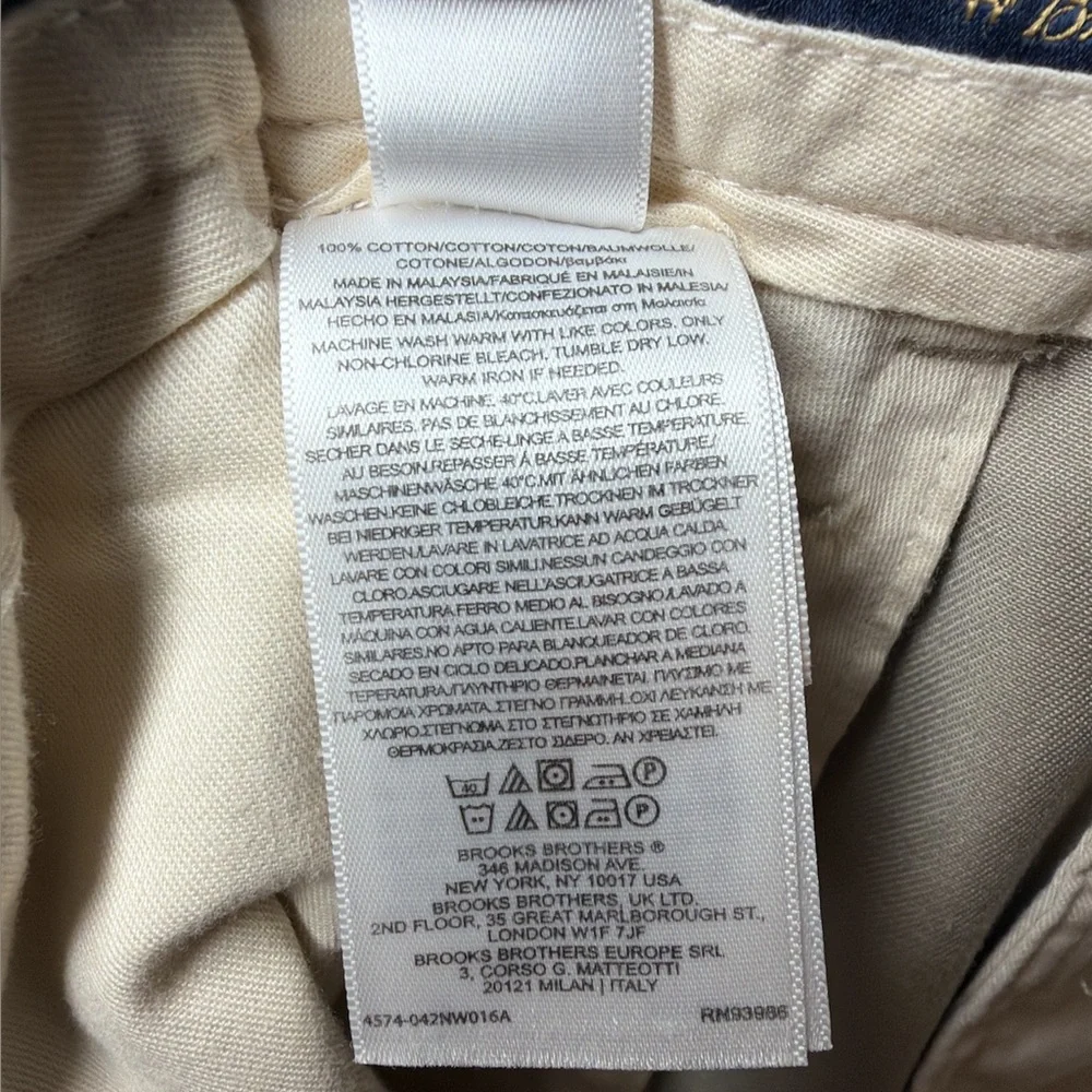 Brooks‎ Brothers Advantage Cotton Chino Elliot Cuffed Khaki Tan Pants 38 x 29
